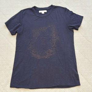Spiritual Gangster Navy Blue Short Sleeve Tee with Gold Foil Design